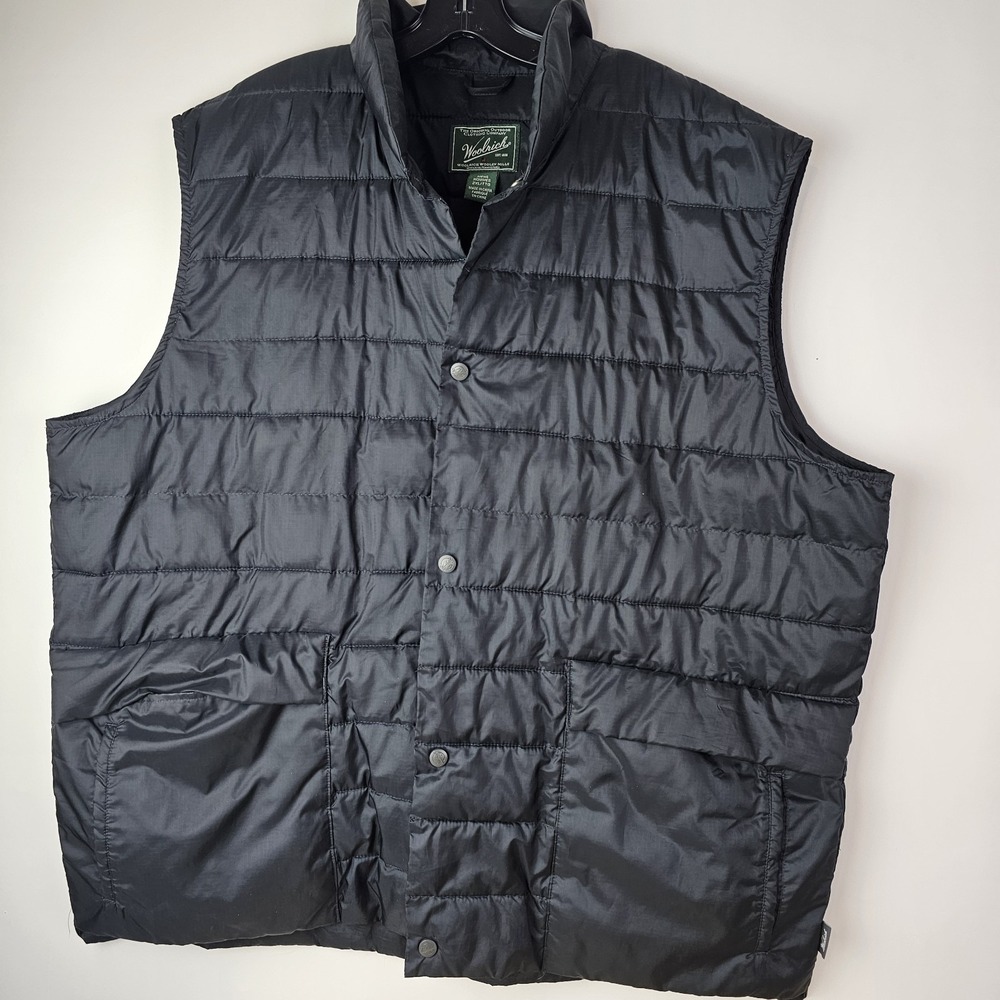 Woolrich‎ Men's 2XL Black Snap Button Vest Wool-Loft Packable Outdoor Gorpcore